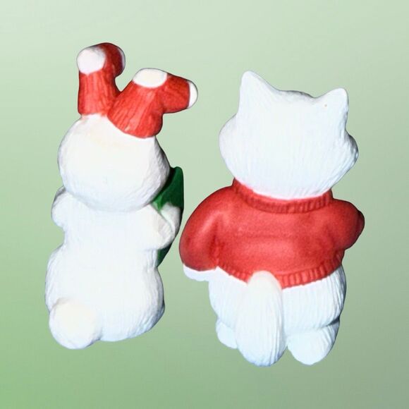 Vintage1991 Holiday Ornaments Mini Decorations Fox & Mouse Figures1.5’’ A29 - Picture 2 of 5